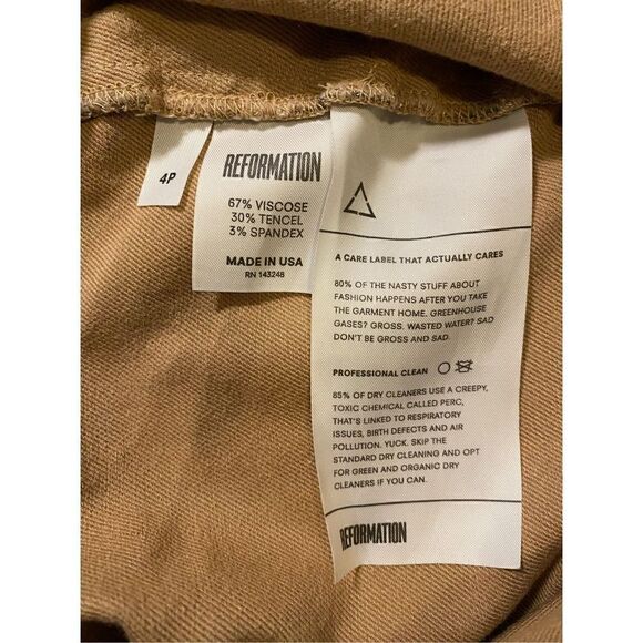 Reformation Braydon Leopard Print High Waist Moto Zip Pants | Size 4P - Picture 4 of 4